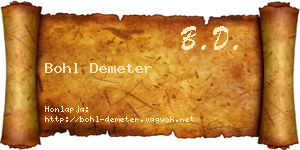 Bohl Demeter névjegykártya